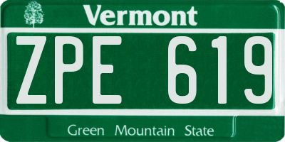 VT license plate ZPE619