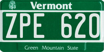 VT license plate ZPE620