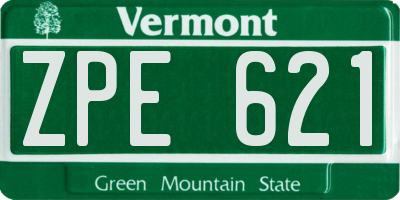 VT license plate ZPE621