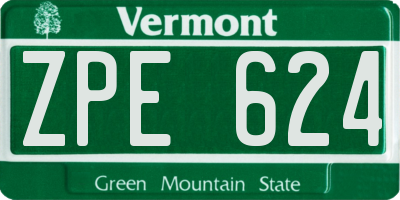 VT license plate ZPE624