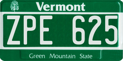 VT license plate ZPE625