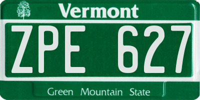 VT license plate ZPE627