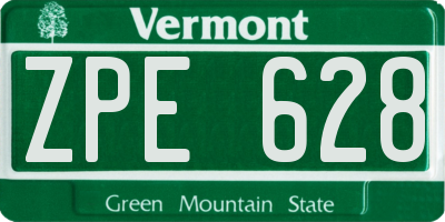 VT license plate ZPE628