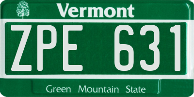 VT license plate ZPE631