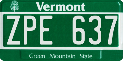VT license plate ZPE637