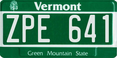 VT license plate ZPE641