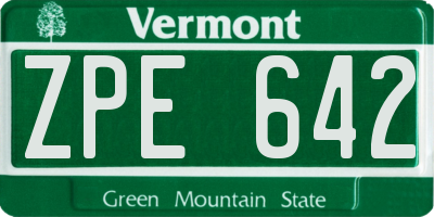VT license plate ZPE642