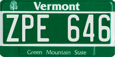 VT license plate ZPE646
