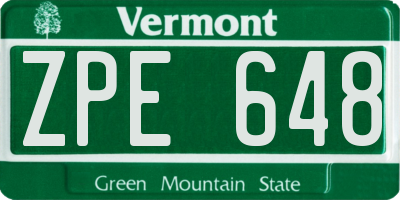 VT license plate ZPE648