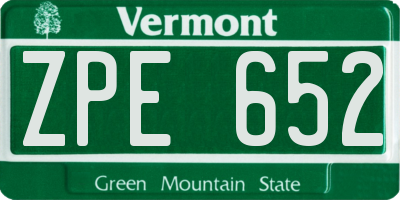 VT license plate ZPE652