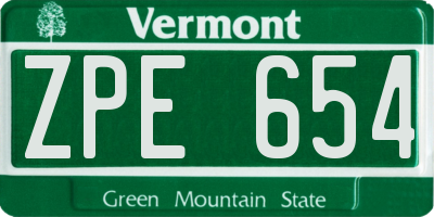 VT license plate ZPE654