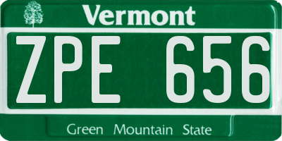 VT license plate ZPE656