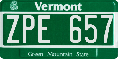 VT license plate ZPE657