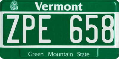 VT license plate ZPE658
