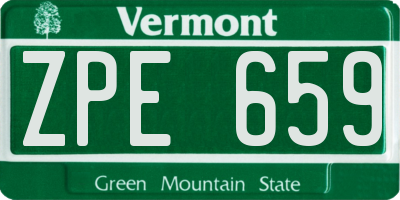 VT license plate ZPE659