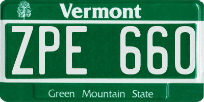 VT license plate ZPE660