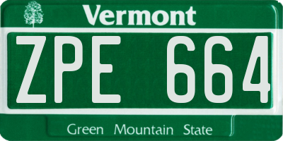 VT license plate ZPE664