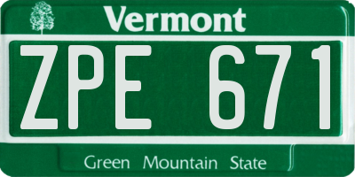 VT license plate ZPE671