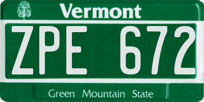 VT license plate ZPE672