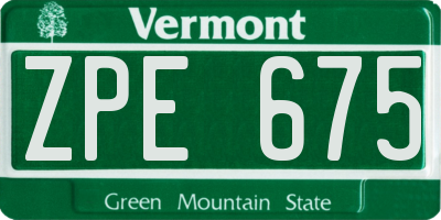 VT license plate ZPE675