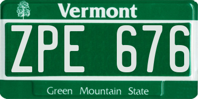 VT license plate ZPE676