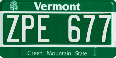VT license plate ZPE677