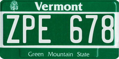 VT license plate ZPE678