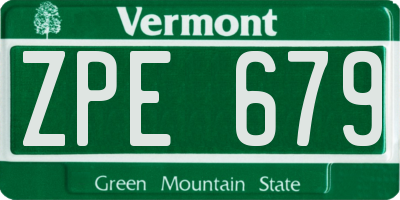VT license plate ZPE679