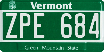 VT license plate ZPE684