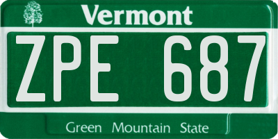 VT license plate ZPE687