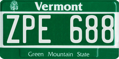 VT license plate ZPE688