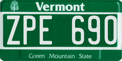VT license plate ZPE690