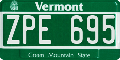 VT license plate ZPE695
