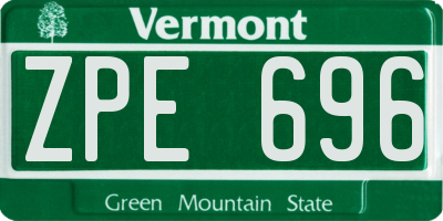 VT license plate ZPE696