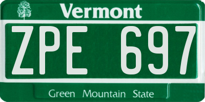 VT license plate ZPE697
