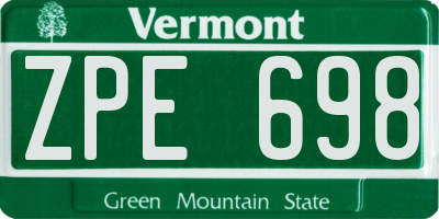 VT license plate ZPE698
