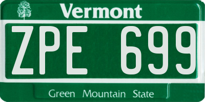 VT license plate ZPE699