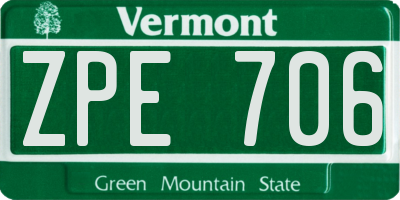 VT license plate ZPE706