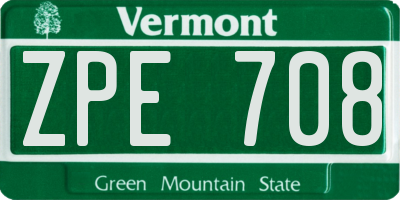 VT license plate ZPE708
