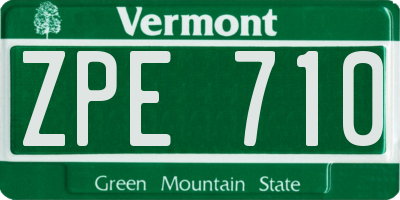VT license plate ZPE710