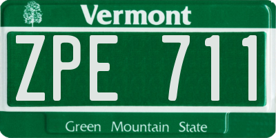 VT license plate ZPE711
