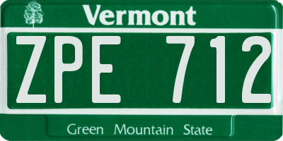VT license plate ZPE712