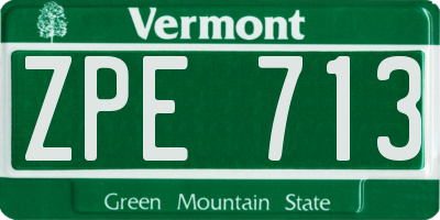 VT license plate ZPE713