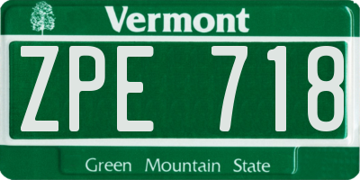 VT license plate ZPE718