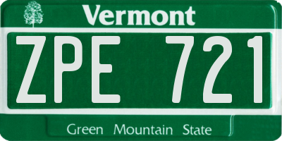 VT license plate ZPE721