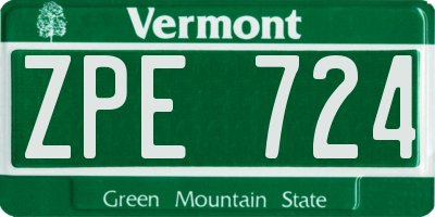 VT license plate ZPE724