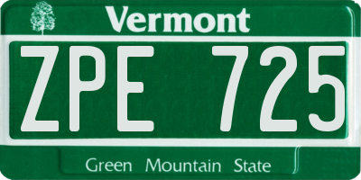 VT license plate ZPE725