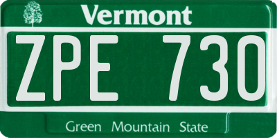 VT license plate ZPE730