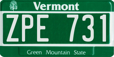 VT license plate ZPE731