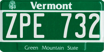 VT license plate ZPE732